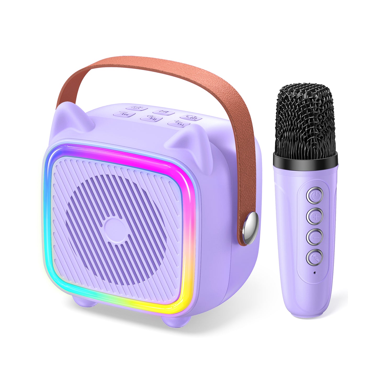 Mini Karaoke Machine for Kids: SXH Portable Karaoke Machine with Bluetooth Wireless Microphone and Light Include 64GB-TFcard Toys Gifts for 3-14 Years Old Girls Boys (Purple 1 Mic)